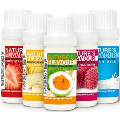 Imagen de ALPHAPOWER FOOD Aromas alimentarios por repostería y bebidas I Súper pack ahorro 5x10ml, Vegano, 100% naturales con Sabor Premium saborizante sin azucar Flavdrops, Flavor Drops liquida
