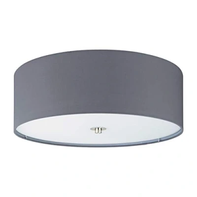 Imagen de Eglo plafón LED PASTERI, textil con 3 bombillas, materiaL acero, textil, vidrio, color níquel mate, gris, casquillo E27, diámetro 47,5 cm