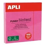 Imagen de APLI 11898 Notas adhesivas FUNNY 75 x mm bloc de 100 hojas color rosa fluorescente