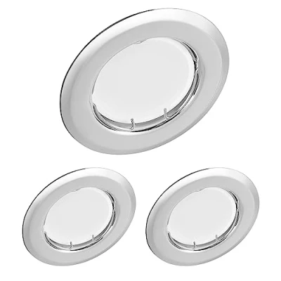 Imagen de YanFeiYit 3 focos LED empotrables redondos Cromo W 230 V regulable Ø 52 71 mm orificio Foco empotrable en techo (blanco cálido 3000 K)