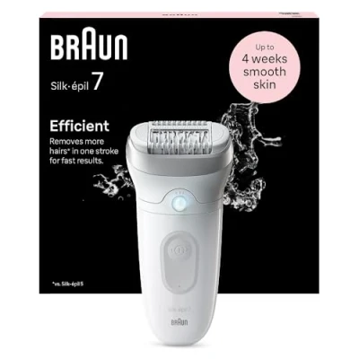 Imagen de Braun Silk épil 7, Depiladora Eléctrica Para Una Eliminación Del Vello Fácil, Piel Suave Duradera, 7 011, Blanca/Plateada
