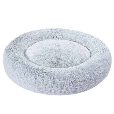 Imagen de Amazon Basics Suave Cama donut para mascota de Perro, piel sintética, Se puede lavar a máquina, 91 cm, gris