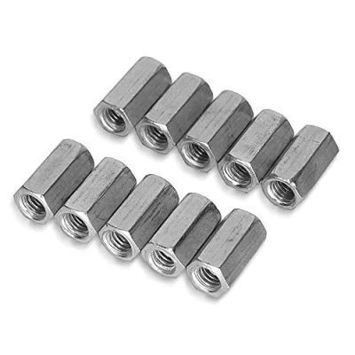 Imagen de DOJA Industrial Tuerca de Varilla Larga Acoplamiento Hexagonal M10 PACK 5 Sujetadores Manguitos Roscados para el hogar, oficina, equipos comunicación, industria, entre otros usos.