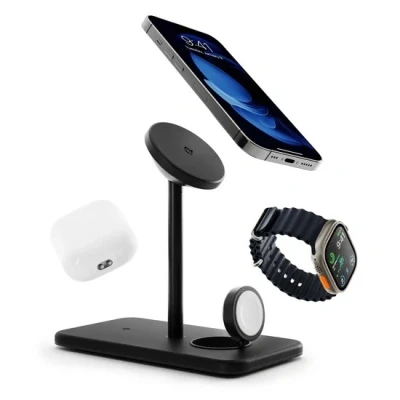 Imagen de Twelve South HiRise Deluxe Soporte de Carga Inalámbrica 3 en 1 Negro