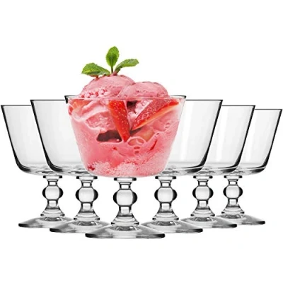 Imagen de Krosno Copas Helado Postre Cristal Vasos Conjunto 6 Piezas 380 ML Krista Collection Perfectos para Uso en Casa, Restaurante y Fiestas Apto Lavavajillas
