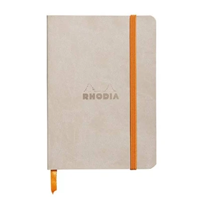 Imagen de RHODIA 117305C Carnet Souple Beige A6 Ligné 144 pages Papier Clairefontaine Ivoire 90 g/m² Marque Page, Fermeture Élastique Couverture Simili Cuir Collection Rhodiarama