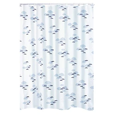 Imagen de RIDDER 463630 350 Cortina de Ducha Textil (180 x 200 cm, Anillas Incluidas), Color Blanco y Azul