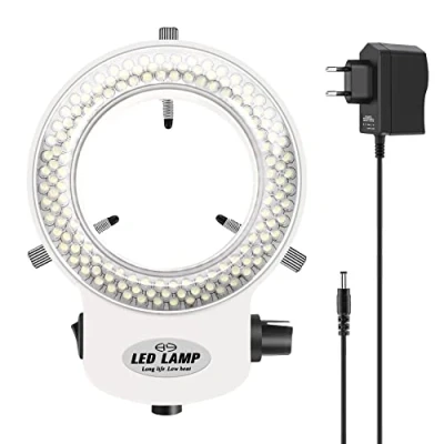 Imagen de Liseng 144 anillo de luz industrial, para microscopio óptico 6000 K 0 100% brillo ajustable (enchufe la UE )