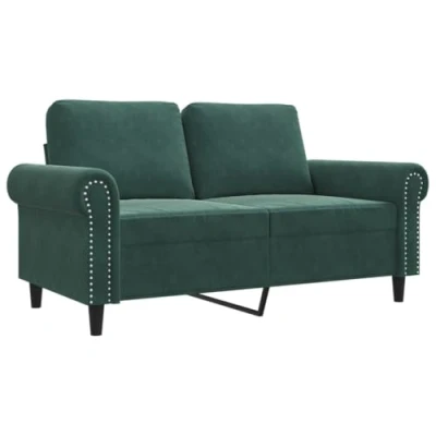Imagen de vidaXL Sofá de 2 Plazas, con Cojines Traseros, Tapizado Personas, Asiento Biplaza para Salón, Terciopelo Verde Oscuro