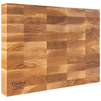 Imagen de Creative Home Tabla de Cortar Madera Grande 32 x 24 4 cm Roble Natural Bloque Carnicero Profesional Reversible Gran Accesorio para Cualquier Cocina