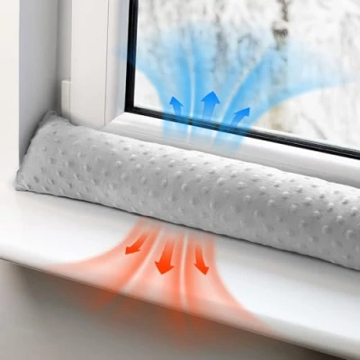 Imagen de Tapón contra Corrientes de Aire para Ventana o Almohada Lateral Dormir 120 cm Decorativa el Cuerpo Sello Minky Gris Claro