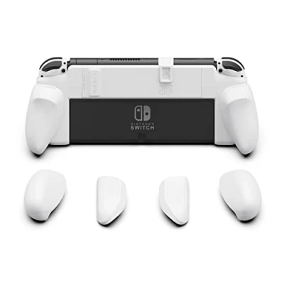 Imagen de Skull &amp; Co. NeoGrip for Nintendo Switch OLED and Regular Model: An Ergonomic Grip Hard Shell with Replaceable Grips [to fit All Hands Sizes] [No Carrying Case] White