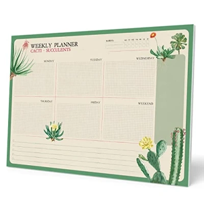 Imagen de Grupo Erik Bloc Planificador semanal A4 Botanical Cacti Organizador Planning escritorio │Planificador en Inglés
