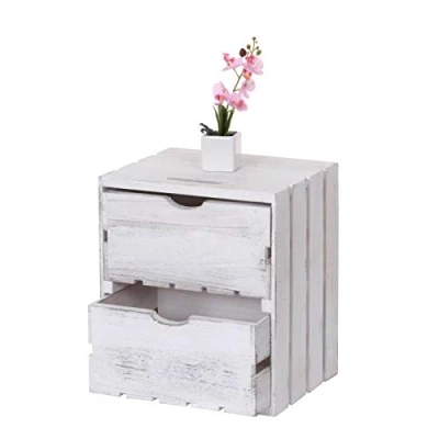 Imagen de Mendler Cómoda HWC de C62, cajón madera Cofre, Shabby Look Vintage, 2 cajones 36 x 32 26 cm
