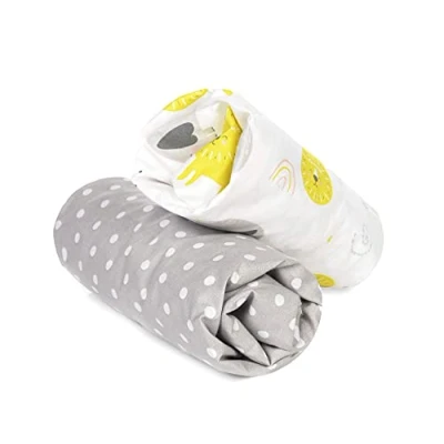 Imagen de FlyIdeas Juego 2 Pza para Capazo de Bebe Carro y Cochecito 75x35 cm, 100% Algodòn Cert. Sábanas Bajeras Compatibles con Oval Redondo Made in EU