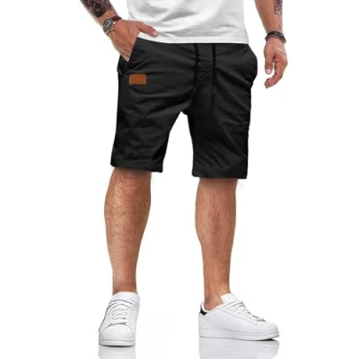 Imagen de Pantalones Cortos Hombre Running Transpirable Shorts Deportivos Secado Rápido Pantalón Correr con Bolsillo Cremallera(Negro,EU L/US M)