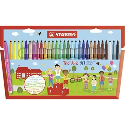 Imagen de Rotulador con zona de sujeción triangular STABILO Trio A Z Estuche 30 colores