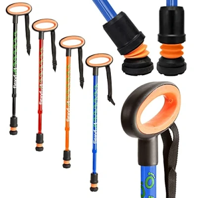 Imagen de Flexyfoot Bastón, empuñadura ovalada, absorción de golpes, optimiza la seguridad, el agarre y reduce los golpes vibraciones, color azul