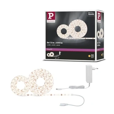 Imagen de Paulmann 78973 Juego de strip SimpLED 7,5 m, LED 20 W, tira luz 3000 K blanco cálido, cinta con recubrimiento