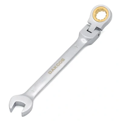 Imagen de DAKCOS Llave fija con carraca 7mm de trinquete articulada combinada cabeza flexible 180 Grados, Cr V
