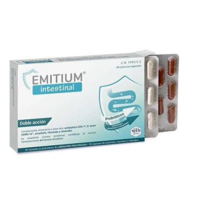 Imagen de Probioticos Colon Irritable Probióticos y Prebióticos Intestinales Alcachofa, Zinc Vitaminas Alivio Intestino Irritable, Diarrea, Gases Flora Intestinal 40 Cápsulas EMITIUM