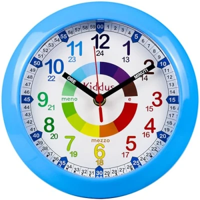 Imagen de Kiddus Reloj Pedagógico para Niñas y Niños. De Pared, Analógico. Aprende la Hora con Nuestro Fácil Sistema Time Teacher. Mecanismo Silencioso. Diseñado en Barcelona