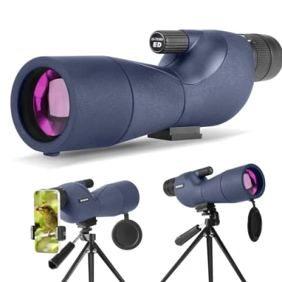Imagen de Telescopio, Ultra HD 25 75X60 Doble Enfoque ED, Impermeable FMC Lente BAK4 Prisma con Trípode Maletín de Transporte para Tiro al Blanco Caza Observación Aves Paisajes Silvestres