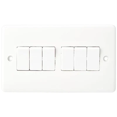 Imagen de Knightsbridge CU4200 Plástico Blanco, Borde Curvo, Light Switch 6 Way