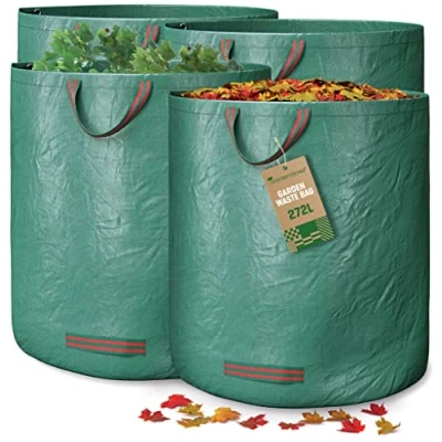 Imagen de GardenGloss® 4X Bolsas de Basura Jardín con Asas 272L Gran Capacidad Estables a los Rayos UV y Repelentes al Agua Sacos Reutilizables