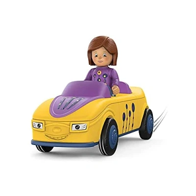 Imagen de Toddys by siku 0104, Zoe Zoomy, Vehículo de 3 piezas, Interconectable, Incluye figura móvil, Motor fricción, Amarillo/Lila, A partir 12 meses