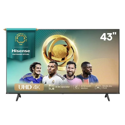 Imagen de TV LED 43&quot; Hisense 43A6Q, UHD 4K, Quad Core/MT9603, IA 4K Upscaler, Modo Juego Plus, Control por voz, Negro