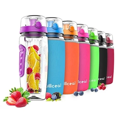 Imagen de willceal Botella de Agua con Tapa para infusiones Frutas, Resistente, diseño a Prueba Fugas, tamaño Grande, Ideal Llevar Cuando Haces Deportes, IR Acampar (Púrpura)