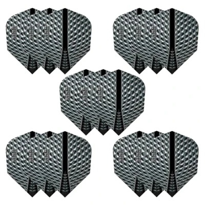 Imagen de Harrows Silika Juego de 5 plumas para dardos (15 en total), 100 micras, extra fuertes, fabricadas Reino Unido, accesorios profesionales