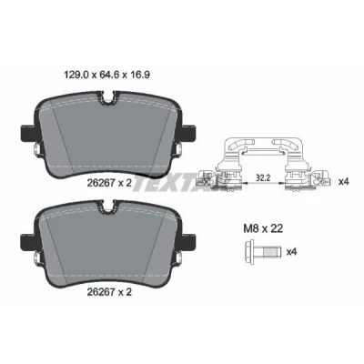 Imagen de TEXTAR 2626701 Juego de pastillas freno preparado para indicador desgaste con tornillos pinza accesorios AUDI: Q7, A6 C8 Avant, Q8