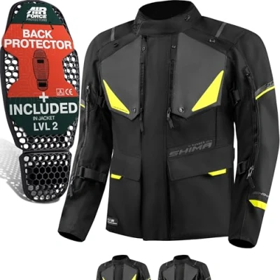 Imagen de SHIMA RUNNER Chaqueta Moto Hombre AIRFORCE Protector Espalda Cazadora Motociclista Chaquetas Protecciones Impermeable Armadura Cazadoras Motoero Invierno (Masculinos, Fluo, 3XL)