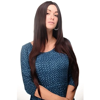 Imagen de WIG ME UP peluca marrón mezcla de castaño muy oscuro y caoba lisa larga raya definida sustitución pelo 80 cm 3217 2T33