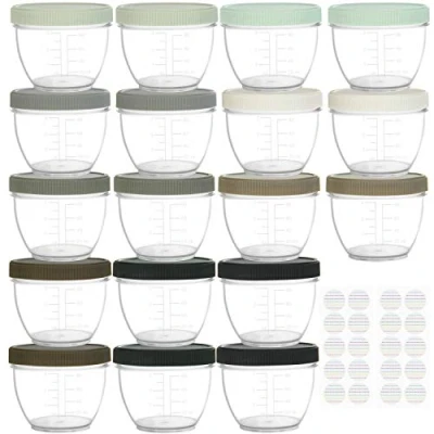 Imagen de Youngever 18 Paquetes Tarros de Almacenamiento para Alimentos Bebés 120ML, Conservación Bebé, Contenedor Comida Bebé Plástico (Urban)