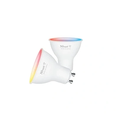 Imagen de Trust WiFi GU10 Bombilla LED, Compatible con Alexa y Google Home, LED Cambio Color, No Hub, 2.4GHz Inteligente, Lámpara Spotlight, Blanca en Color Pack de 2