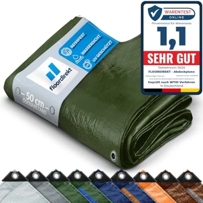 Imagen de Lona de protección Barco Base Tienda campaña para Camping y Exterior jardín Impermeable con Ojales (3 x 4 m (240 g/m²), Verde)