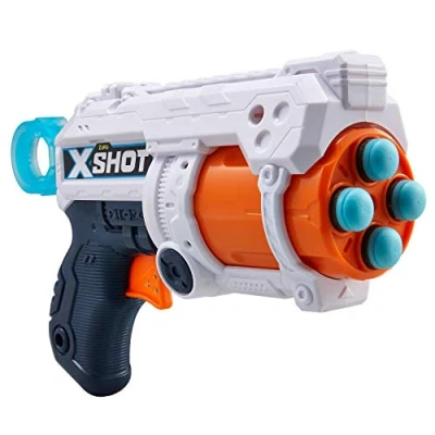 Imagen de XSHOT Fury 4 Pistola disparos 16, Color Cilindro con ritmos 16 Flechas. (ZURU 36377)