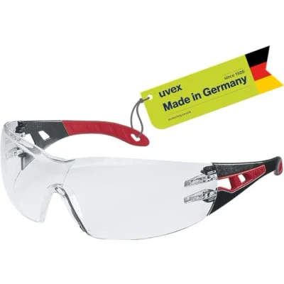 Imagen de Uvex pheos, gafas de seguridad con tecnología supravision excellence, sin metal/sin vaho/resistente a arañazos, unisex, talla única, transparentes/negro rojo