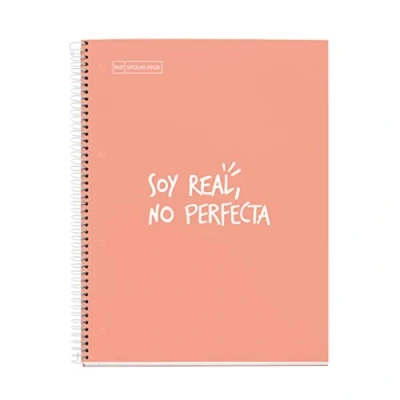 Imagen de Miquelrius Cuaderno Notebook Messages, 1 Franja de Color, A4, 80 Hojas Cuadriculadas 5 mm, Papel 90 g, 4 Taladros, Cubierta Cartón Duro, color Melocotón