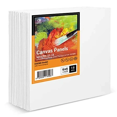 Imagen de ESENG® Lienzos para Pintar 18 unidades, 15x15 cm｜6x6 pulgadas, 100% algodón, juego de paneles lienzo, cartón pintura acrílica, al óleo, tempera y gouache