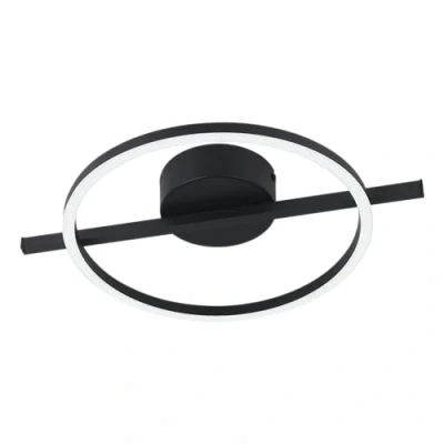 Imagen de EGLO Amandolo Lámpara de techo led en forma anillo regulable con mando a distancia, diseño geométrico metal negro, blanco cálido frío, retroiluminación RGB