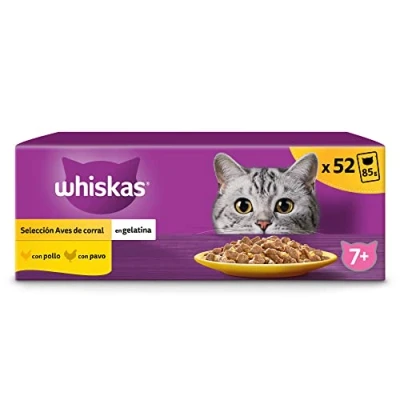 Imagen de Whiskas Comida Húmeda en Gelatina para Gatos Selección Aves 13 x 4 bolsitas 85g