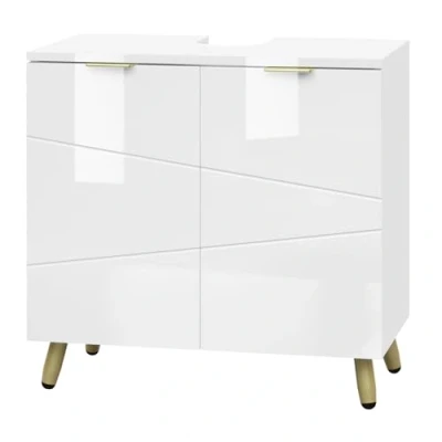 Imagen de EUGAD Armario Bajo Lavabo, de Baño Blanco, Mueble Debajo Lavabo con Orificio Sifón 12,5x18,5 cm, Pie, 60x30x60 cm