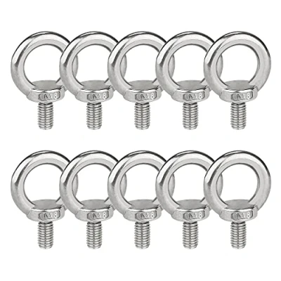 Imagen de 10 Piezas Perno de Ojo M8 Acero Inoxidable 304, Tornillo Ojo, Tuerca Anillo Rosca Cáncamo para Levantamiento Vida y Varios Equipos Elevación Ingeniería