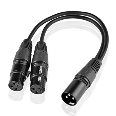 Imagen de SIENOC Cable macho XLR 3 pines de 30cm a doble hembra adaptador (XLR hembra)