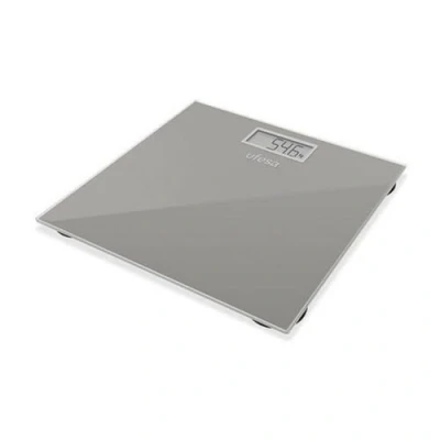 Imagen de Ufesa BE0906 Báscula de Baño,29 x 28 cm diseño Slim Alta, Unidades Medida: kg/LB/st, Máx 150 kg/precisión 100g, Auto Stop, Blanco y Gris