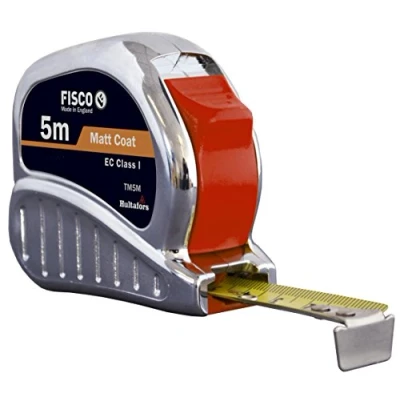 Imagen de FISCO TM5M Flexómetro profesional Clase I con caja cromada (5 m x 19 mm), Negro